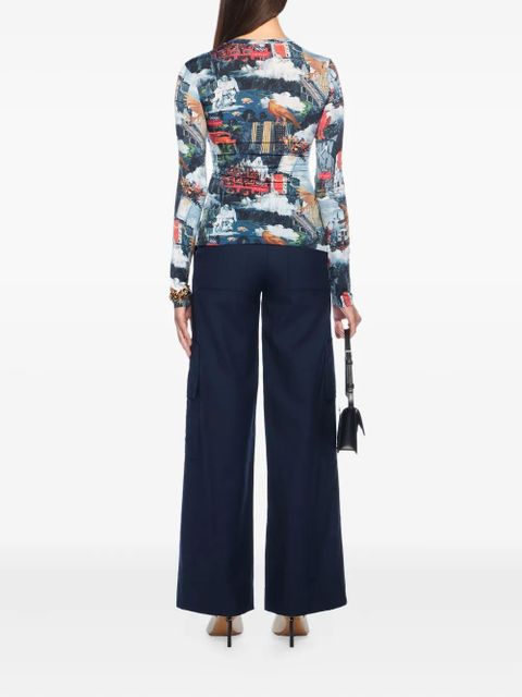 Off-White urban print long-sleeve top - Blue