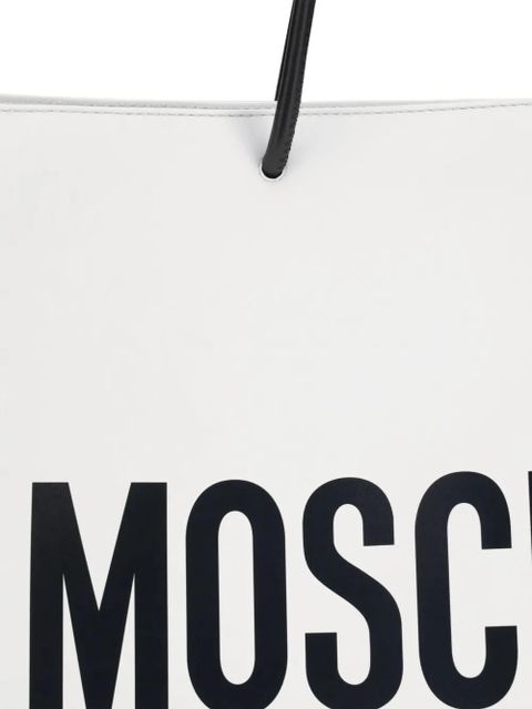 Moschino logo-print leather tote bag - White