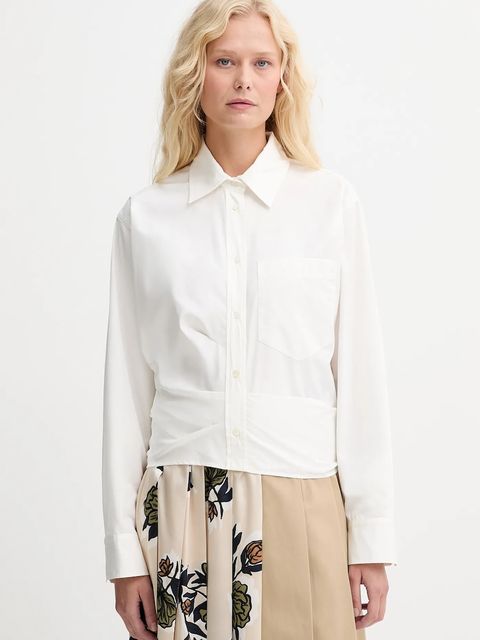 Weekend Max Mara koszula bawełniana FRESCO damska kolor beżowy relaxed z kołnierzykiem klasycznym 2525116072600 - zdjęcie produktu nr 1