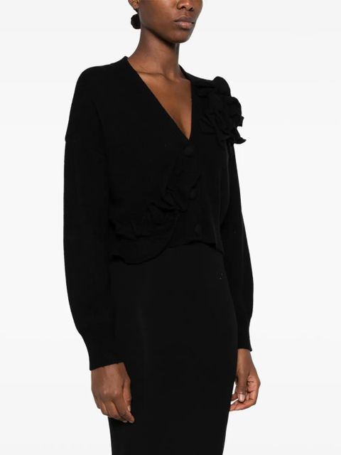 TWINSET floral-appliqué cardigan - Black