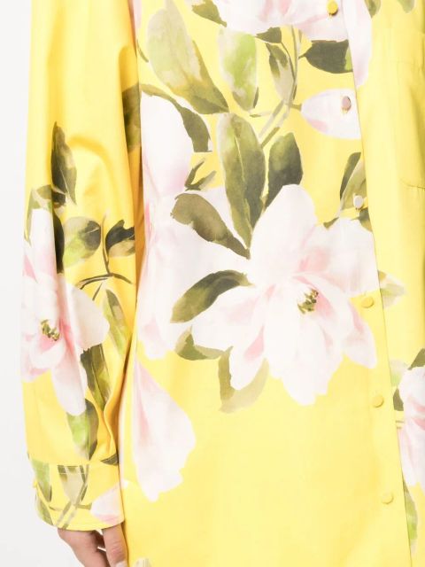 Valentino Garavani floral print shirt mini dress - Yellow