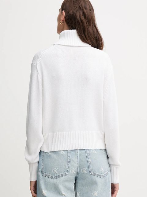 Calvin Klein Jeans sweter damski kolor biały z golfem LV047D354G