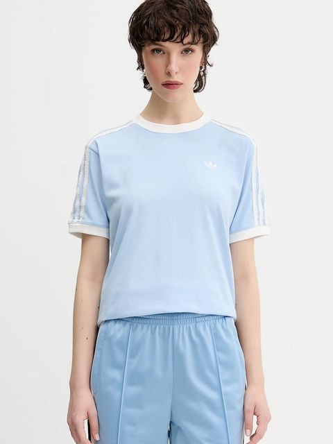 adidas Originals t-shirt bawełniany Ruffle 3S Tee damski kolor niebieski KC8820 - zdjęcie produktu nr 1