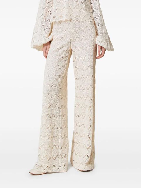 TWINSET macramé palazzo trousers - Neutrals