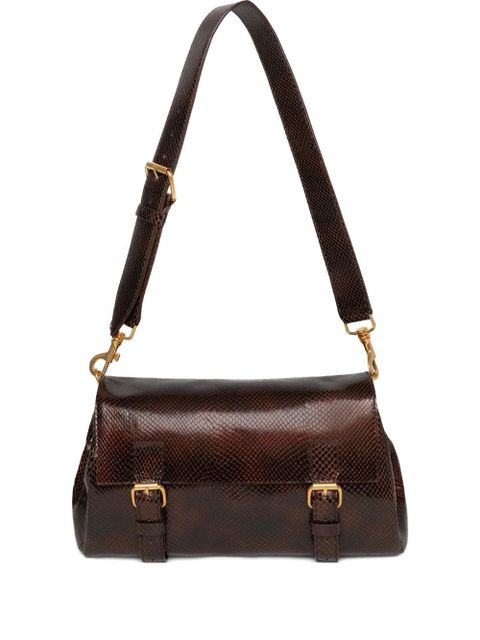 DRIES VAN NOTEN snakeskin-pattern leather satchel - Brown - zdjęcie produktu nr 1
