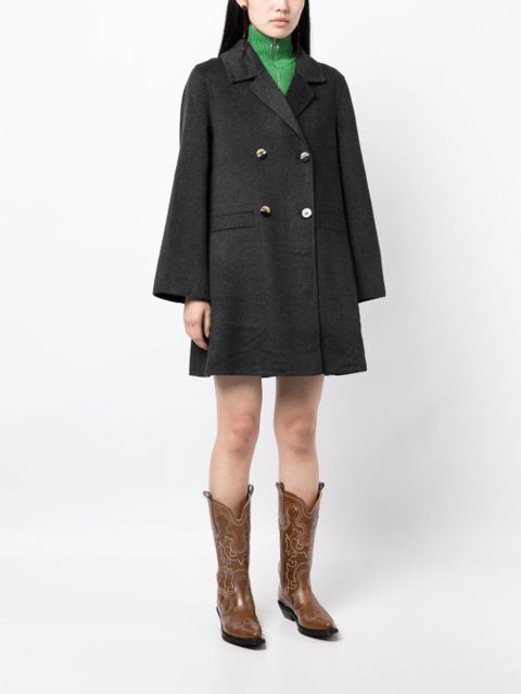GANNI notched-lapels double-breasted coat - Grey