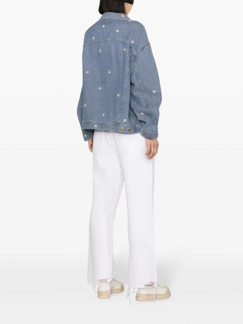 Golden Goose Babette floral-embroidered denim jacket - Blue