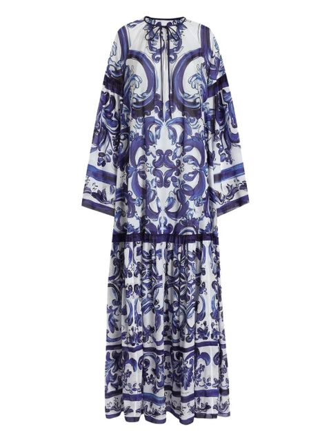 Dolce & Gabbana Majolica-print cotton dress - Blue - zdjęcie produktu nr 1