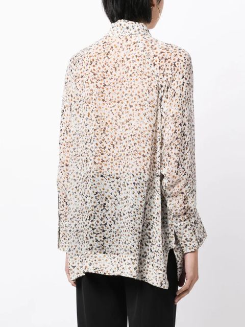 GANNI floral-print long-sleeve shirt - White