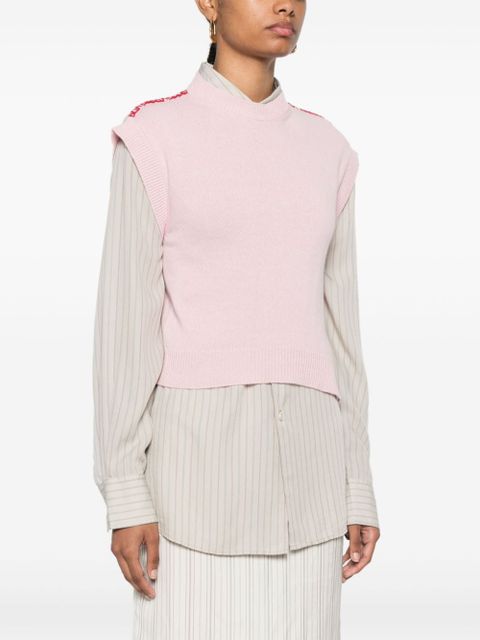 Marni embroidered-logo knitted vest - Pink