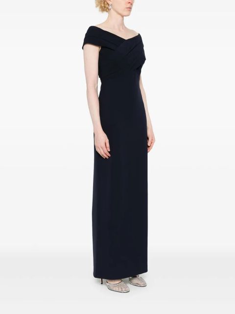 Lauren Ralph Lauren off-shoulder crepe gown - Blue