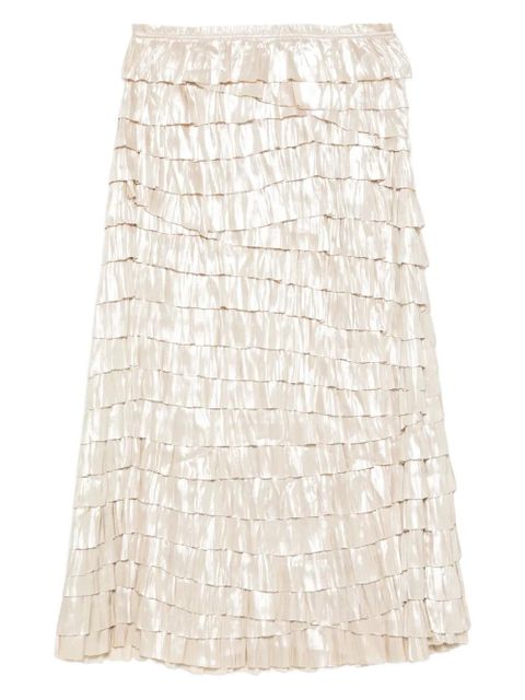 Ulla Johnson ruffled metallic-effect midi skirt - Neutrals - zdjęcie produktu nr 1