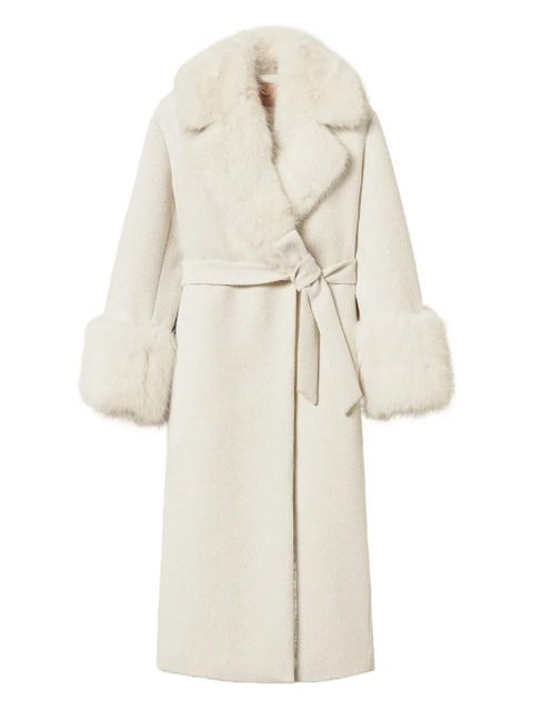 TWINSET faux-fur-trimmed belted coat - Neutrals - zdjęcie produktu nr 1