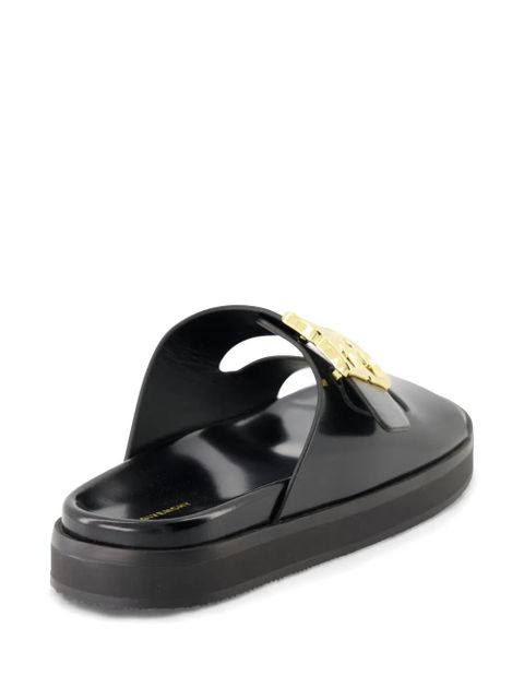 Givenchy logo-plaque leather slides - Black