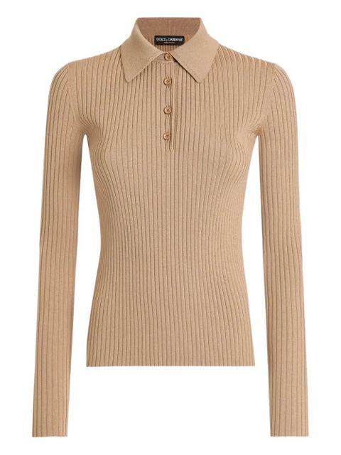 Dolce & Gabbana ribbed polo top - Neutrals - zdjęcie produktu nr 1