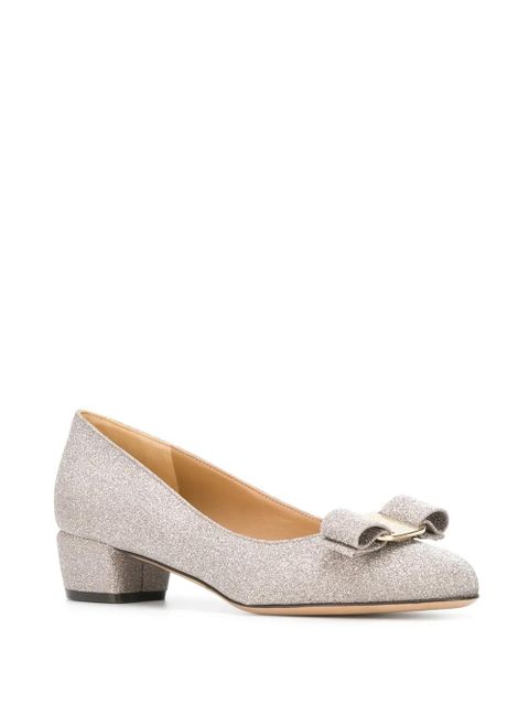 Ferragamo Vara bow glitter pumps - Grey - zdjęcie produktu nr 2