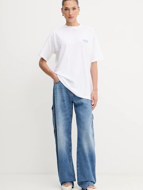 Guess t-shirt bawełniany damski kolor biały W5YI10 JA914 - zdjęcie produktu nr 2