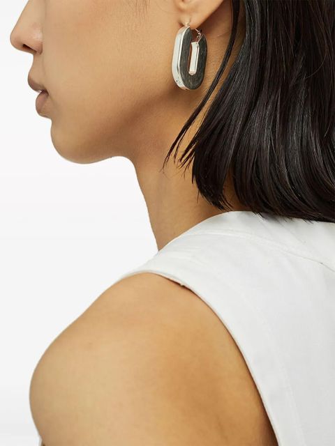 Jil Sander logo-engraved hoop earrings - Grey