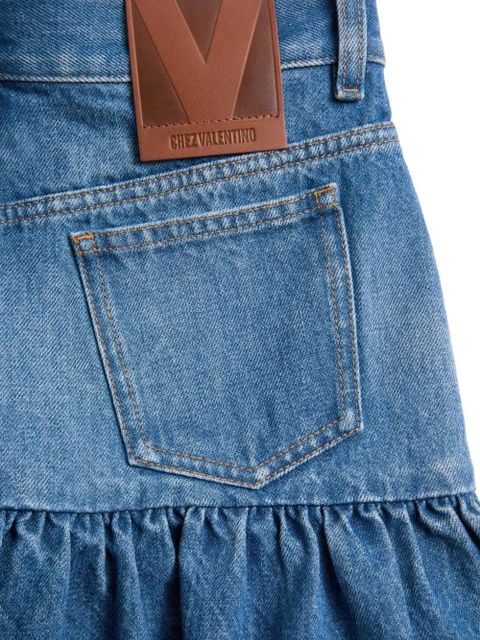 Valentino Garavani ruffled denim mini skirt - Blue