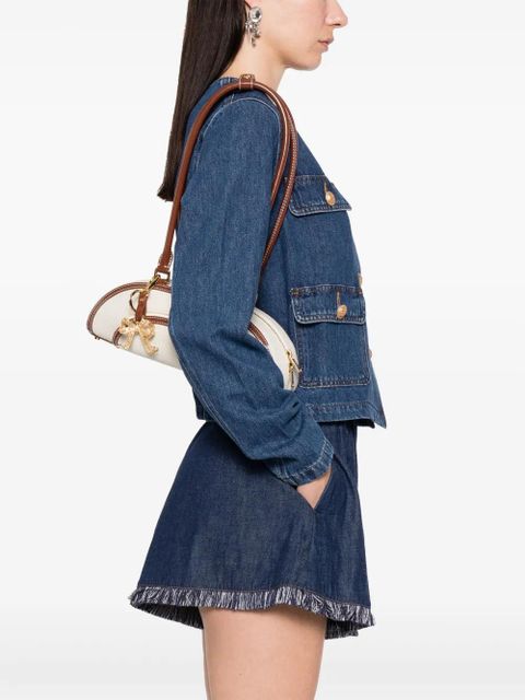 Self-Portrait canvas shoulder bag - Neutrals