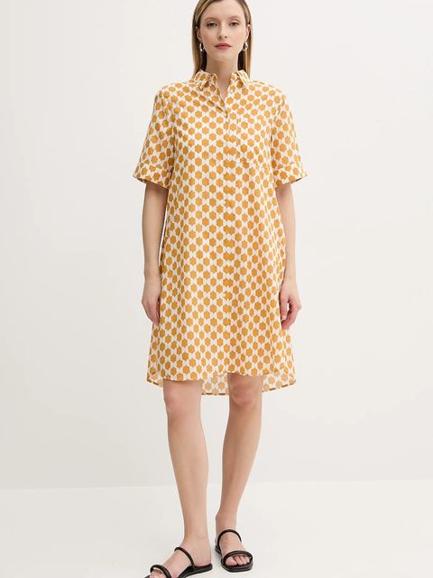 Marc O'Polo sukienka bawełniana kolor żółty mini prosta 516080921241 - zdjęcie produktu nr 1