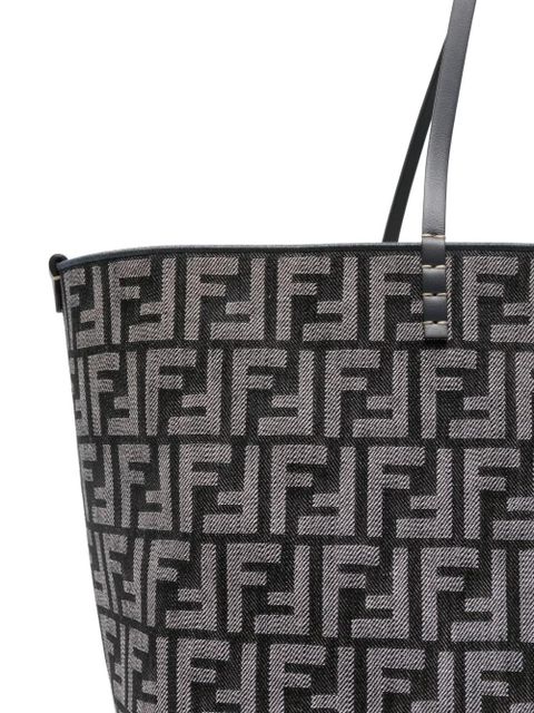 FENDI large Roll denim FF-jacquard tote bag - Blue