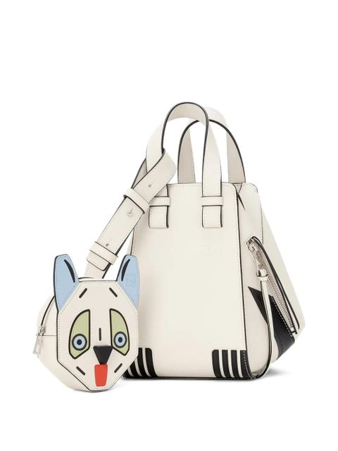 LOEWE Hammock animal-face zipped tote bag - White