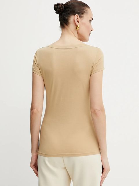 Armani Exchange t-shirt bawełniany kolor beżowy