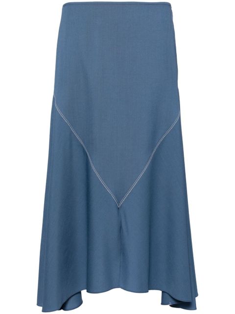 Marni asymmetric wool midi skirt - Blue