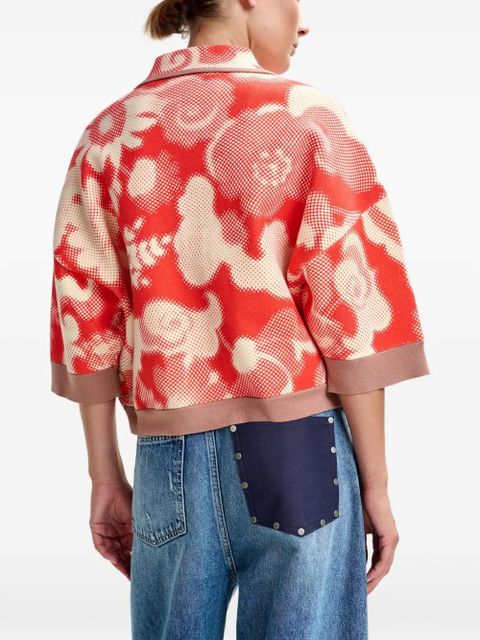 Essentiel Antwerp Joly floral-detail pocket cardigan - Red