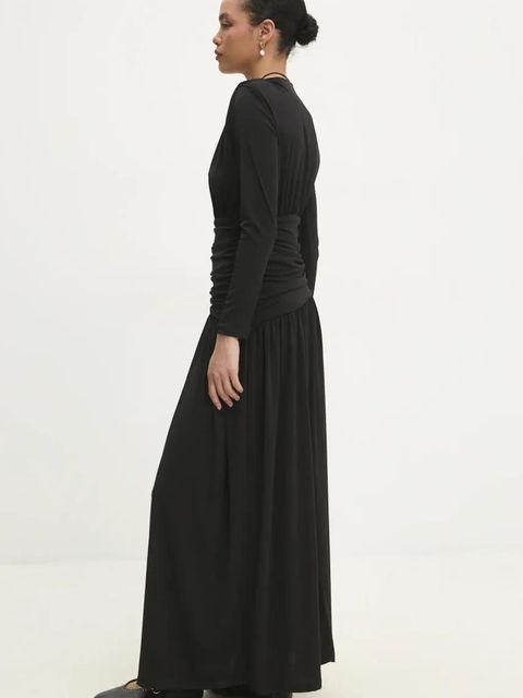 Answear.LAB sukienka kolor czarny maxi rozkloszowana