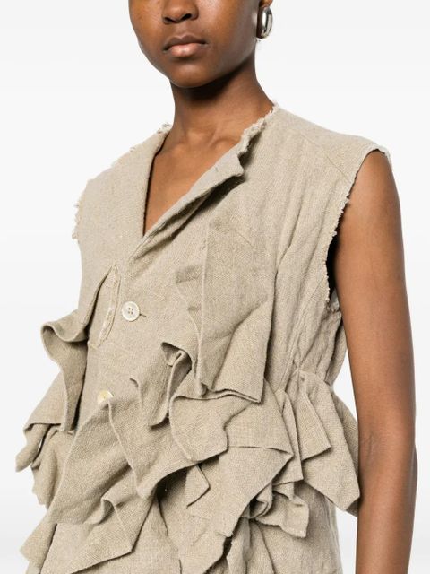 Comme Des Garçons ruffled buttoned gilet - Neutrals