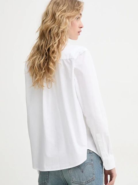 Levi's koszula bawełniana THE CLASSIC BW SHIRT damska kolor biały regular z kołnierzykiem klasycznym 34574