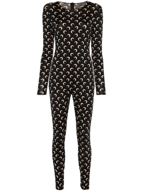 Marine Serre moon-print jersey catsuit - Black - zdjęcie produktu nr 1
