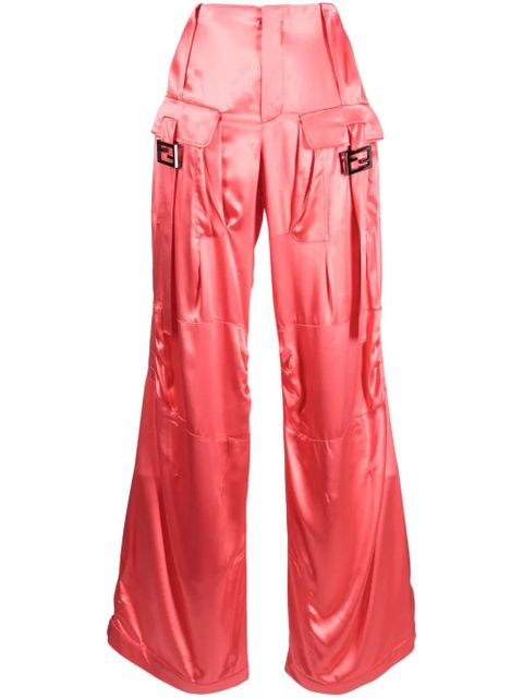 FENDI Satin-finish wide-leg cargo trousers - Pink - zdjęcie produktu nr 1