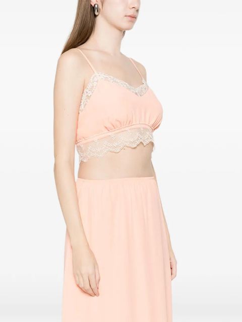 Simone Rocha lace-trim crop top - Orange