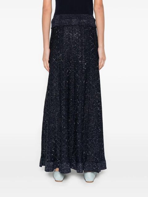 SANDRO textured strass abstract knitted skirt - Blue