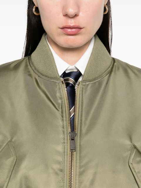 Saint Laurent cropped bomber jacket - Green