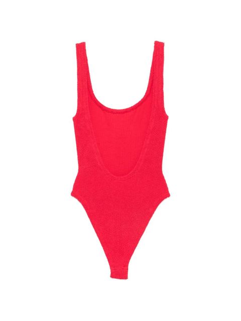 Hunza G crinkle-effect square-neck swimsuit - Red - zdjęcie produktu nr 2