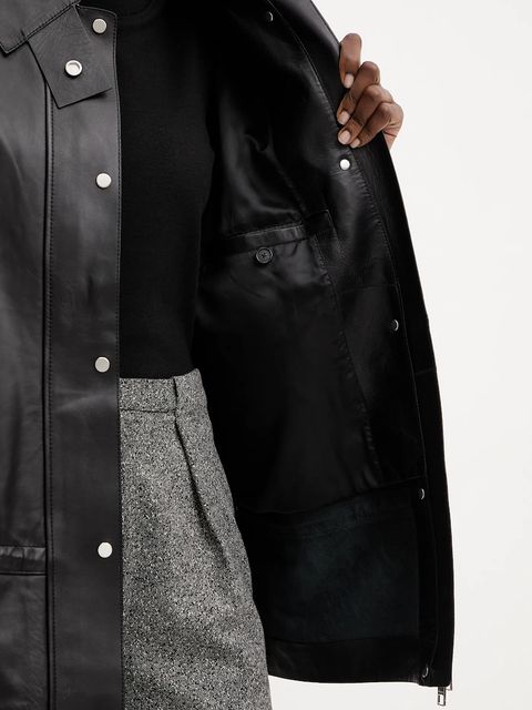 BOSS kurtka skórzana kolor czarny przejściowa 50544445