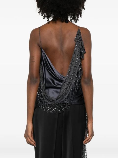 Christopher Esber droplet-bead crochet-trim blouse - Blue