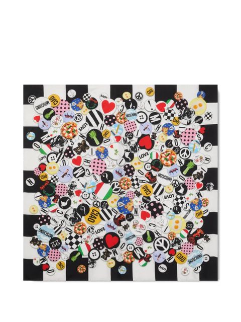 Moschino checkerboard-print silk scarf - Black - zdjęcie produktu nr 1