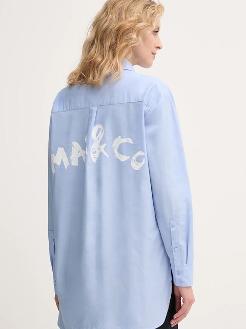 MAX&Co. koszula bawełniana damska kolor niebieski relaxed z kołnierzykiem klasycznym 2526116121200 - zdjęcie produktu nr 1