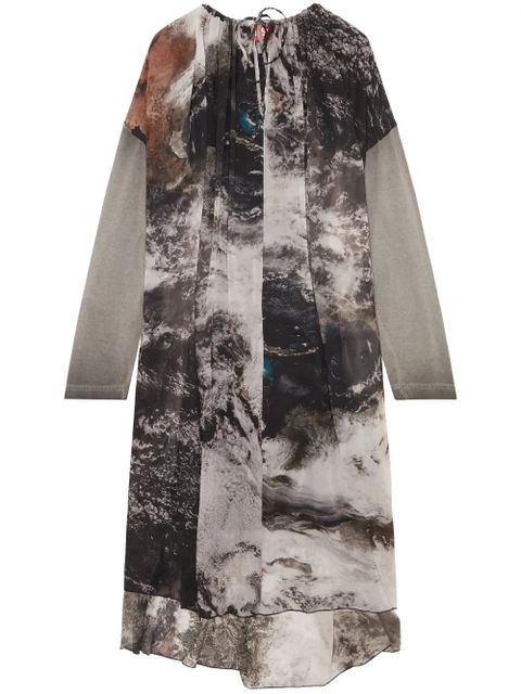 Diesel D-Lav planet-print drawstring midi dress - Black - zdjęcie produktu nr 1