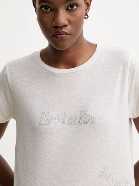 ZADIG&VOLTAIRE t-shirt z domieszką lnu damski kolor beżowy JWTS02818