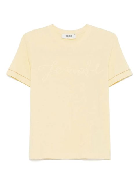 FENDI logo-embroidered T-shirt - Yellow - zdjęcie produktu nr 1