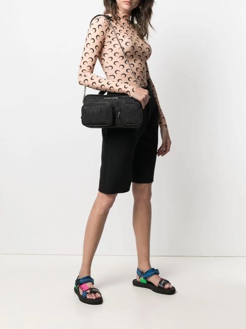 Marine Serre logo-lettering zipped shoulder bag - Black - zdjęcie produktu nr 2