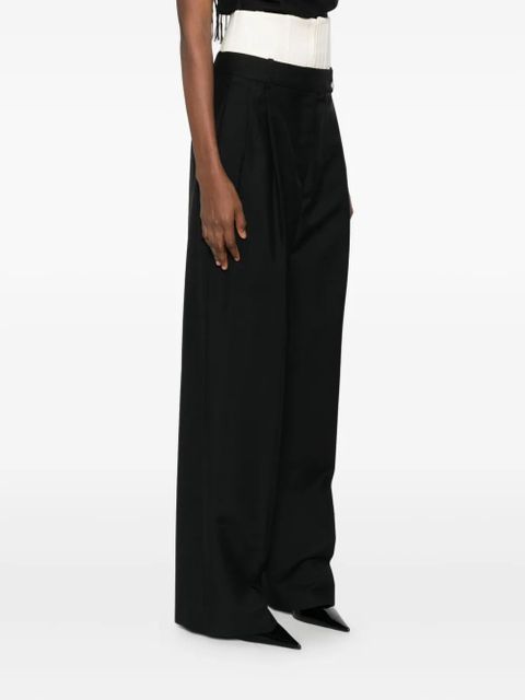 Róhe layered-effect pleated trousers - Black