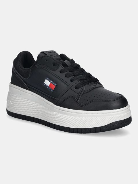 Tommy Jeans sneakersy skórzane TJW RETRO BASKET FLATFORM damskie kolor czarny EN0EN02860 - zdjęcie produktu nr 1