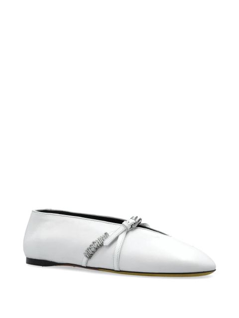 Moschino log-plaque leather ballet flats - White - zdjęcie produktu nr 2
